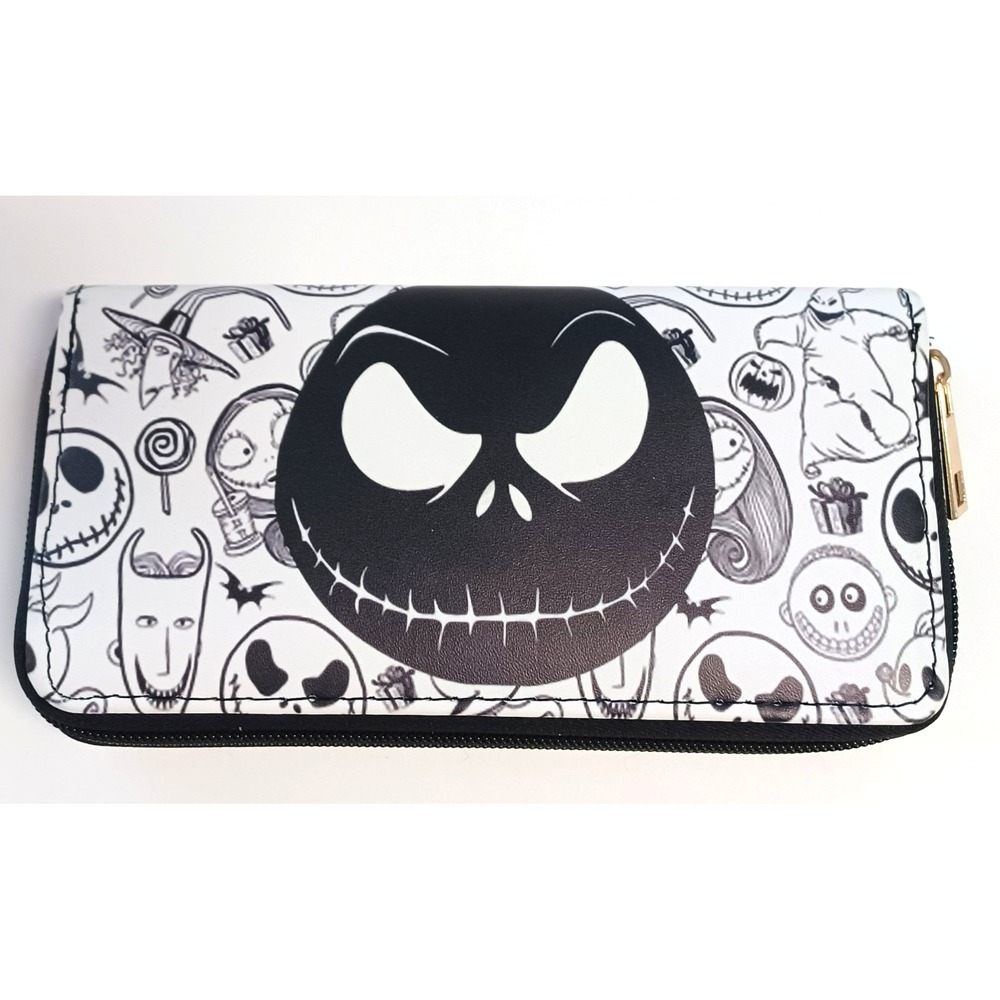 Disney Nightmare Before Christmas Jack Skellington Zip Around Wallet Black White